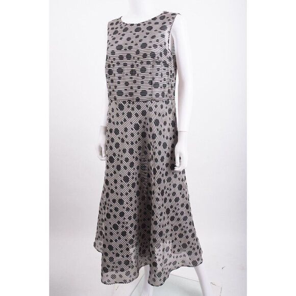 Akris Punto Womans Jacquard Dot Midi Dress Size 10 Black Polka Dot Organdy NWT - Picture 5 of 9